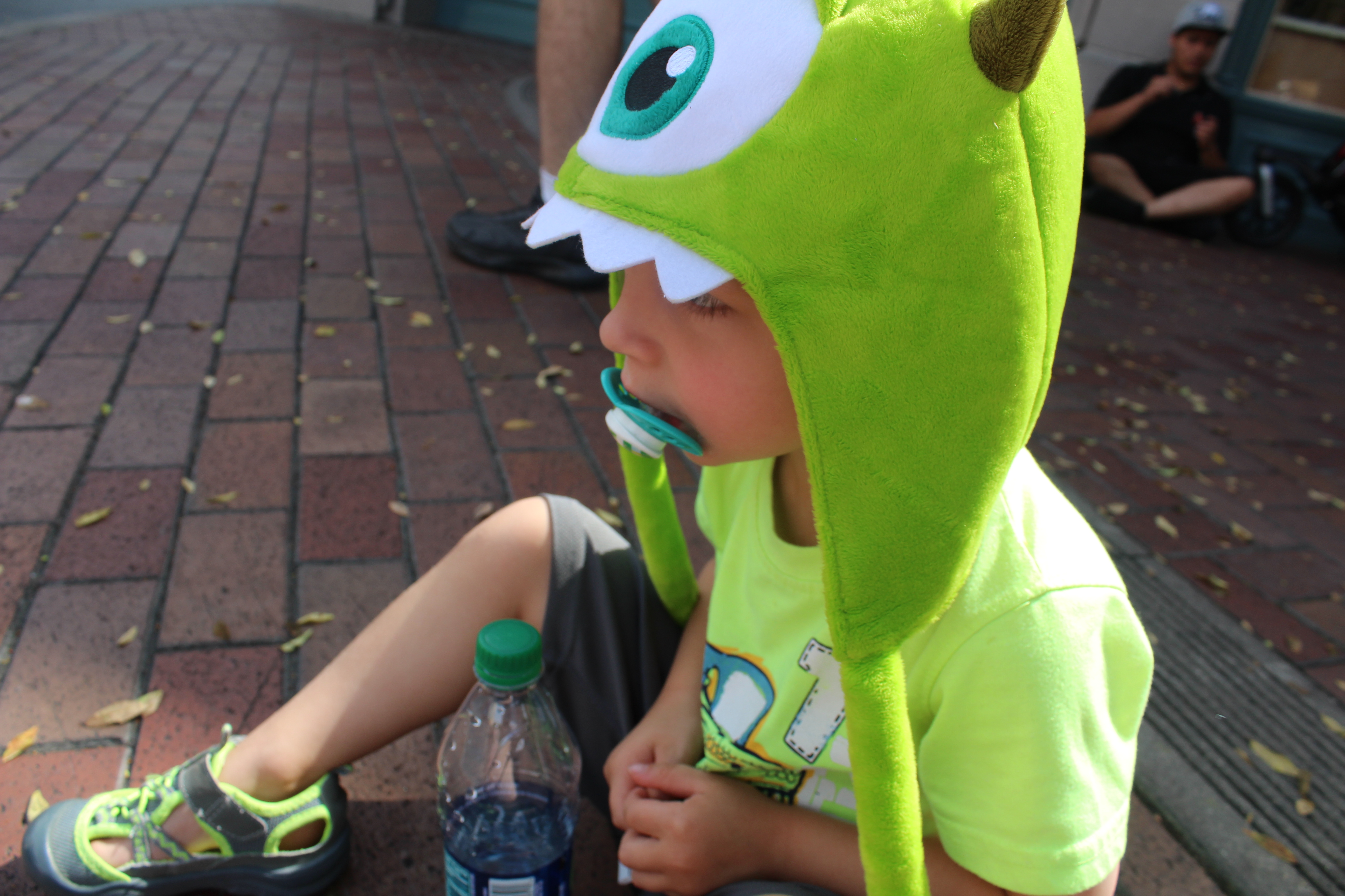 Mike Wazowski waiting for the stroller