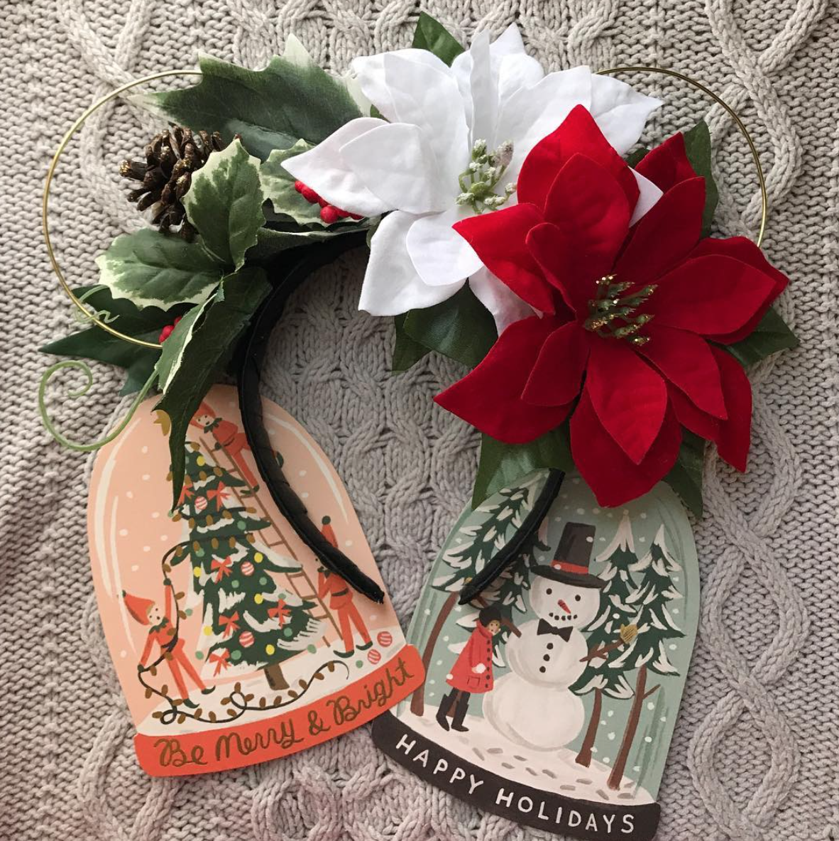 Starshine Supply Co Poinsettia and Holly Floral Wire Ears