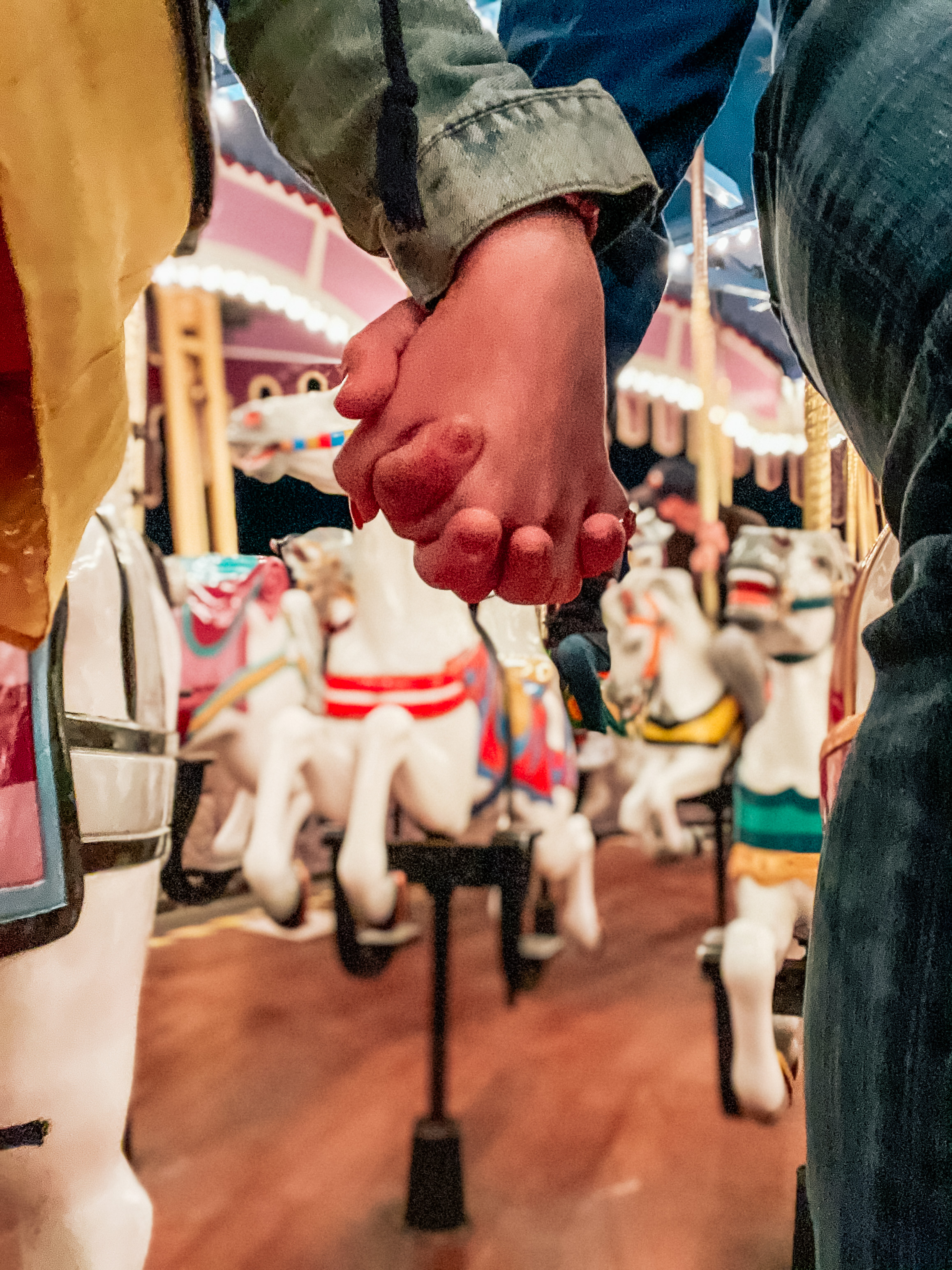 Close Up of Hand Holding Picture on Carousel